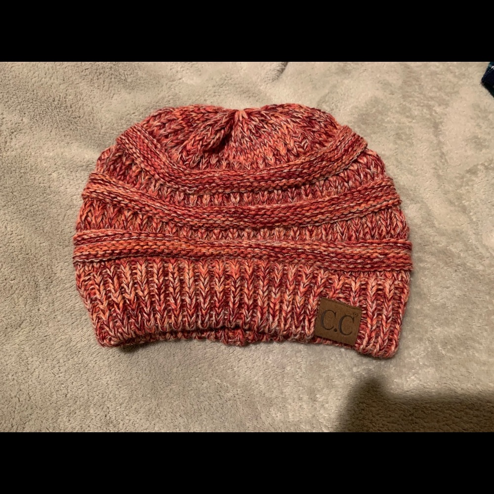 C.C 4 tone mix beanie- coral, burgundy, beige, red